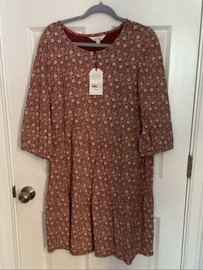Women's Red Floral Tiered Dress from SEASALT Cornwall UK.
